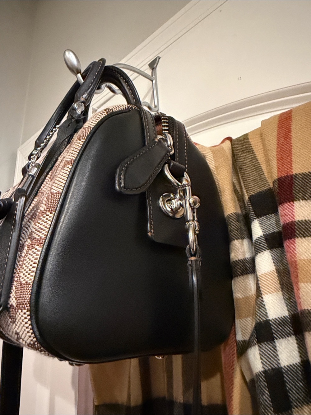 Coach Ruby Satchel 25 Brown Signature Canvas Satchel with Black Trim - Picture 4 of 7